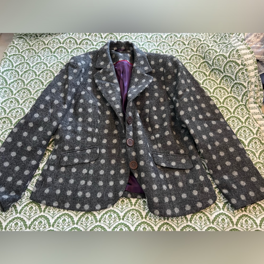 Boden Gray Polka Dot Jacket